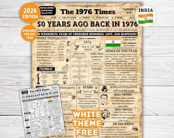 Back in 1976 Sign India ,50th birthday Sign back in 1976 ,50th Birthday Gift, Born in 1976 Sign , 50th Birthday Decoration