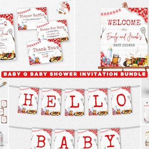 Baby Q Baby Shower Invitation Bundle , baby q baby shower decor , Backyard BBQ Baby Shower , Barbeque Baby Shower Games ,Couples Baby Shower