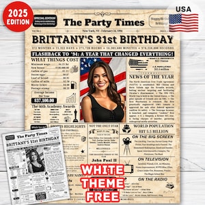 Personalized 31st Birthday Gift , 31st Birthday Newspaper Poster Sign Back in 1994 , Gift for her, Gift for him , 31st Birthday Party Decor