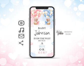 Gender Reveal Video Announcement , Baby Reveal Video Invite , Boy Digital Gender Reveal Video | It’s a Boy Reveal Pregnancy Announcement