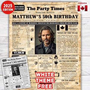 Born in 1975 Poster Canada ,50th birthday Newspaper Poster back in 1975, 50th Birthday Gift for Men, Born in 1975 , 50th Birthday Decoration