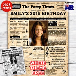 2005 Australia ,20th Birthday Gift for Him, Gift for her,20th Birthday Newspaper Poster Back in 2005 birthday gift,20th Birthday Decorations