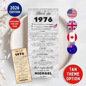 50th Birthday Table Cards | Back in 1976 Party Decorations , 50th Birthday