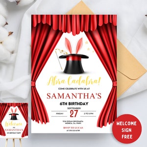 Magic Party Invite ,Magic Show Birthday Invitation, Circus Party Invite, Boy Tween Celebration, Kids Magician Birthday carnival invitation