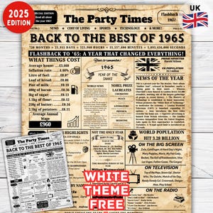 Born in 1965 Sign UK , 60. Geburtstag Schild Back in 1965 UK , 60. Geburtstag Geschenke, 60. Geburtstag Partydekoration , 1965 Zeitungsschild