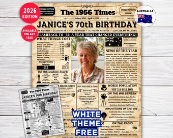 1956 AUSTRALIA , 70th Birthday Newspaper Australia Poster, 70th Birthday Gift, Born in 1956 Birthday Poster 70 Years Ago Back in 1956