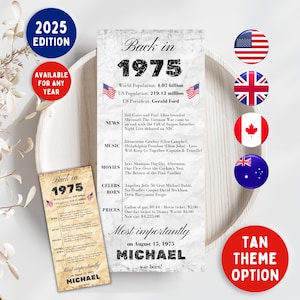 50. Geburtstag Tischkarten |1975 Tischkarten | Tischkarte zum 50 Geburtstag 1975 geboren |50 Geburtstag Party Dekoration Geschenk zum 50 Geburtstag