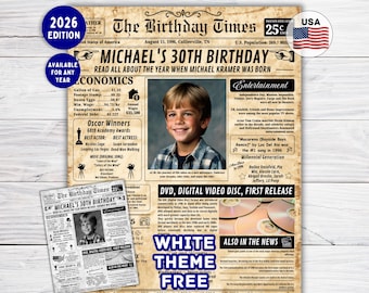 30th Birthday Gift , 30th Birthday Newspaper Poster Back in 1996 ,30th Birthday Decorations, 30th Birthday Gift for Boyfriend