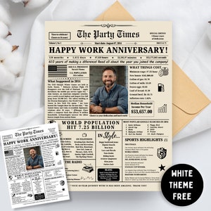 Work Anniversary Gift | Personalized Newspaper ANY YEAR | 10 year work gift | 25 year work gift |Gift for employees|Newspaper Poster