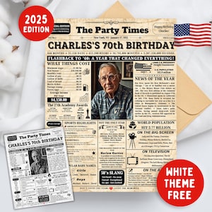 70th Birthday Geburtstags-Zeitungsplakat 1955, druckbares 70th Birthday-Partydekor, 70th Birthday-Poster mit Highlights aus dem Jahr 1955