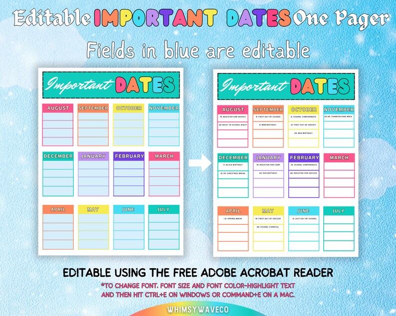 Printable Editable 20242025 School Planner School Calendar School