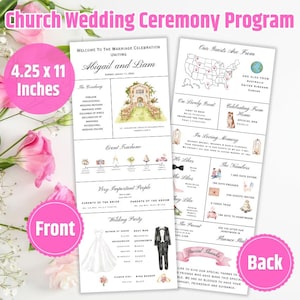 Infographic Church Wedding Program Template, Wedding Ceremony Day Program, Wedding Day Timeline, DIY Wedding Infographic Reception Program