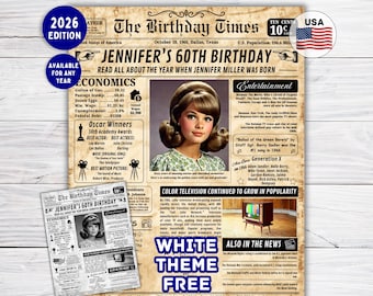 60th Birthday Newspaper Poster Back in 1966 , 60th Birthday Gift, 60th Birthday Decorations, Gifts for Men 1966 Birthday