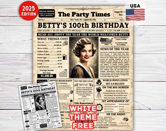 100th Birthday Gift, Great Grandpa Gift,Gift for Grandpa ,100th Birthday Party Poster Back in 1925, 100 Years Ago Back in 1925 Highlights