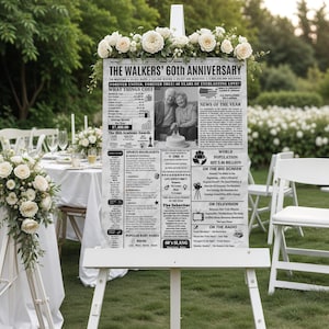 60th Wedding Anniversary Gift for Parents,1966 Diamond Anniversary Gift ,Back in 1966 Newspaper Sign, Diamond Anniversary Gift for Parents image 3