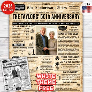 50th Anniversary Gift for Parents , Back in 1976 Newspaper Poster , 50th Golden Wedding Anniversary Gift ,50 Years Parents Anniversary Gift