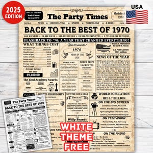 55th Birthday Newspaper Sign Back in 1970 Poster , 55th Birthday Gift for Men/ Women , 55 years ago back in 1970, 55th Birthday Decorations