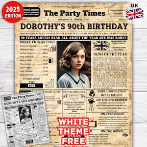 Póster de 1935 en el Reino Unido, regalo de 90 cumpleaños para abuelo, regalo de cumpleaños para abuela, póster de 90 cumpleaños nacido en 1935 en el Reino Unido, regalo de 90 cumpleaños