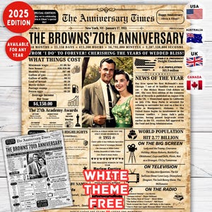 70th Wedding Anniversary Gift for Grand Parents,1955 Anniversary,Back in1955 Newspaper Poster Sign,1955 Diamond Anniversary,70th anniversary