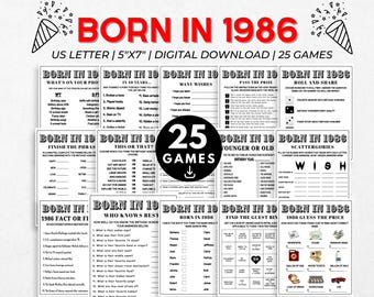 Lot de jeux de fête pour 40e anniversaire | Né en 1986 Games for Family (téléchargement numérique)
