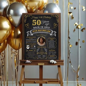50th Birthday Poster back in 1975 Birthday Poster Gift for 50 year old , 50th Birthday Chalkboard , 50th birthday banner ,50th birthday Sign