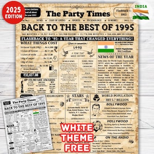 Back in 1995 Sign India , 30th Birthday Newspaper Sign , 30th Birthday Gift ,30th Birthday Party Decoration for Men/Women ,Born in 1995 Sign