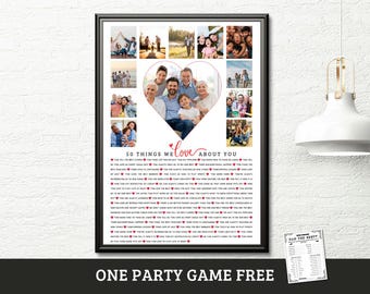 50th Birthday Gift , 50 Reasons We Love You Photo Collage , Gift for Mom , Gift for Dad , 50th Birthday Gift Ideas & 50th Anniversary Gift