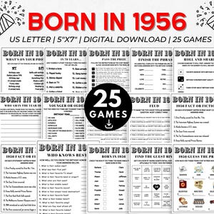 70th Birthday Party Games Bundle, Born in 1956 Games (Digital Download)