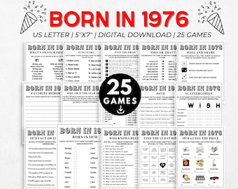 Paquete de juegos imprimibles para fiesta de 50 cumpleaños / Juegos de nacidos en 1976 (descarga digital)