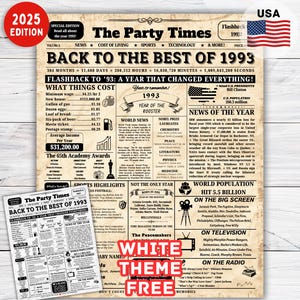 Back in 1993 Schild, 32. Geburtstag Geschenk für Sie oder Ihn, 32. Geburtstag Zeitung Poster Schild, 32. Geburtstag Dekoration, 1993 Highlights