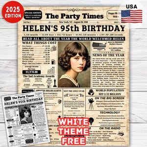 Regalo de cumpleaños número 95, póster de periódico del cumpleaños número 95 en 1930, regalo de bisabuela, póster de cumpleaños de 1930, regalo de cumpleaños número 95 para abuelo