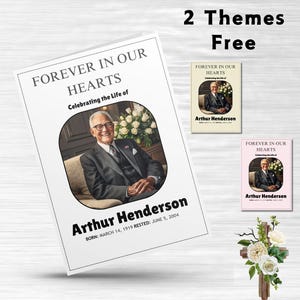 Minimalist Funeral Memorial Program Template, Obituary Template, Funeral program, Order of Service Funeral Service , Celebration of life