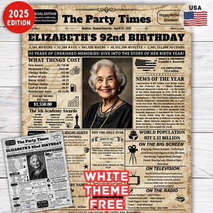 92nd Birthday Gift for Grandma, Gift for Grandpa , 92nd Birthday Newspaper Poster ,Back in 1933 Birthday Keepsake ,92nd Birthday Decorations