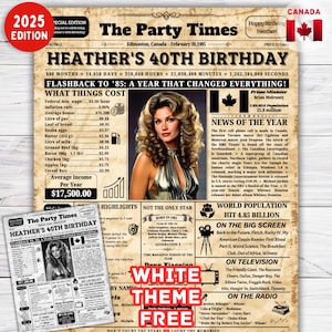 Born in 1985 Poster Canada zum 40.Geburtstag Zeitungsposter | Herren Geschenk 40 40th Birthday Decorations , Rückseite im Jahr 1985 Poster