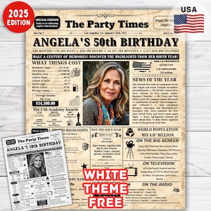 Afiche de periódico del 50.º cumpleaños de 1975, regalo del 50.º cumpleaños para él o para ella, decoraciones del 50.º cumpleaños, regalos para hombres, regalos para mujeres