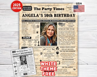50th Birthday Newspaper Poster Back in 1975, 50th Birthday Gift for Him or Her, 50th Birthday Decorations, Gifts for Men, Gifts for Women