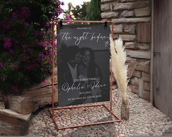Cartello di benvenuto per la notte prima del matrimonio, cartello per la cena di prova del matrimonio