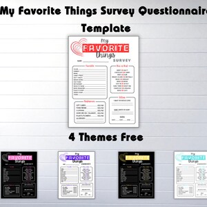 My Favorite Things Survey Questionnaire | Employee Favorites | All About Me | Favorites Survey ,teacher survey,coworker survey,questionnaire