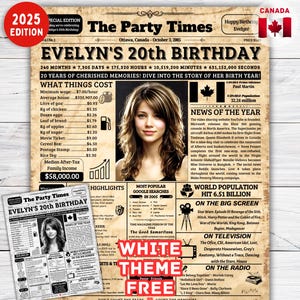 2005 Canada ,20th Birthday Gift for Him, Gift for her, 20th Birthday Newspaper Poster Back in 2005 birthday gift, 20th Birthday Decorations