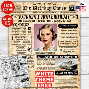 Personalized 90th Birthday Newspaper Poster  Back in 1935 , 90th Birthday Gifts for Him/Her, 90th Birthday Decorations, Gifts for Men/Women