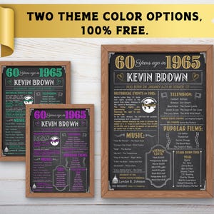 60th Chalkboard Poster , 60th Birthday Sign Back in 1965 Birthday Poster , 60th Anniversary Sign , back in 1965 Sign Banner ,60th Gift Ideas