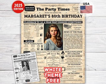 80th Birthday Newspaper Poster Back in 1945 , 80th Birthday Gift for Men/Women, 80th Birthday Decorations , 80th Birthday Gift for Him/Her