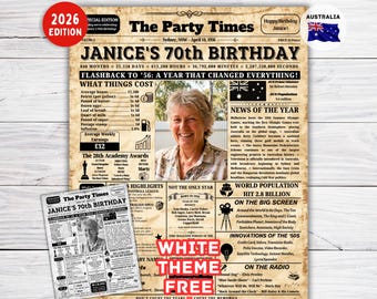 1956 AUSTRALIA , 70th Birthday Newspaper Poster, 70th Birthday Gift, Born in 1956 Birthday Poster 70 Years Ago Back in 1956,Australian facts