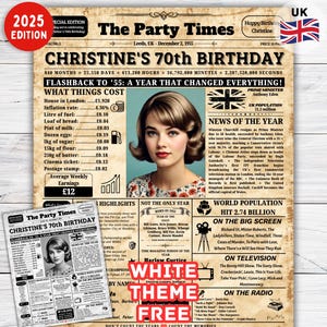 1955 Poster, Zeitungsplakat zum 70.Geburtstag, Geschenk zum 70.Geburtstag. Frauen, 1955 Geburtstags-Plakat vor 70 Jahren geboren im Jahr 1955