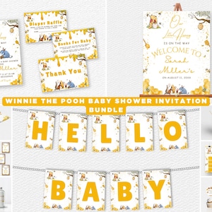 Winnie the Pooh Baby Shower Invitation Bundle , Pooh baby shower Invitation Bundle , little hunny invitation,Vintage Pooh Baby Shower Ideas