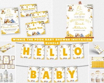 Winnie the Pooh Baby Shower Invitation Bundle , Pooh baby shower Invitation Bundle , little hunny invitation,Vintage Pooh Baby Shower Ideas