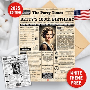 100th Birthday Party Poster Back in 1925 , 100th Birthday Gift , Great Grandpa Gift,Gift for Grandpa, 100 Years Ago Back in 1925 Highlights