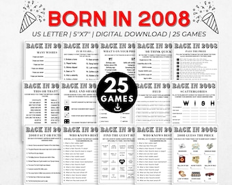 18th Birthday Party Games Bundle | Born in 2008 Games ( Digital Download )