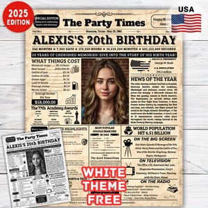 20th Birthday Gift for Him/her, 20th Birthday Newspaper Poster Back in 2005 birthday gift, 20th Birthday Party Decorations, Born in 2005