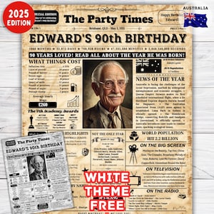 Pôster de 1935 na Austrália, presente de 90º aniversário para o avô, aniversário da avó, pôster de 90º aniversário Nascido em 1935 na Austrália, presente de 90º aniversário